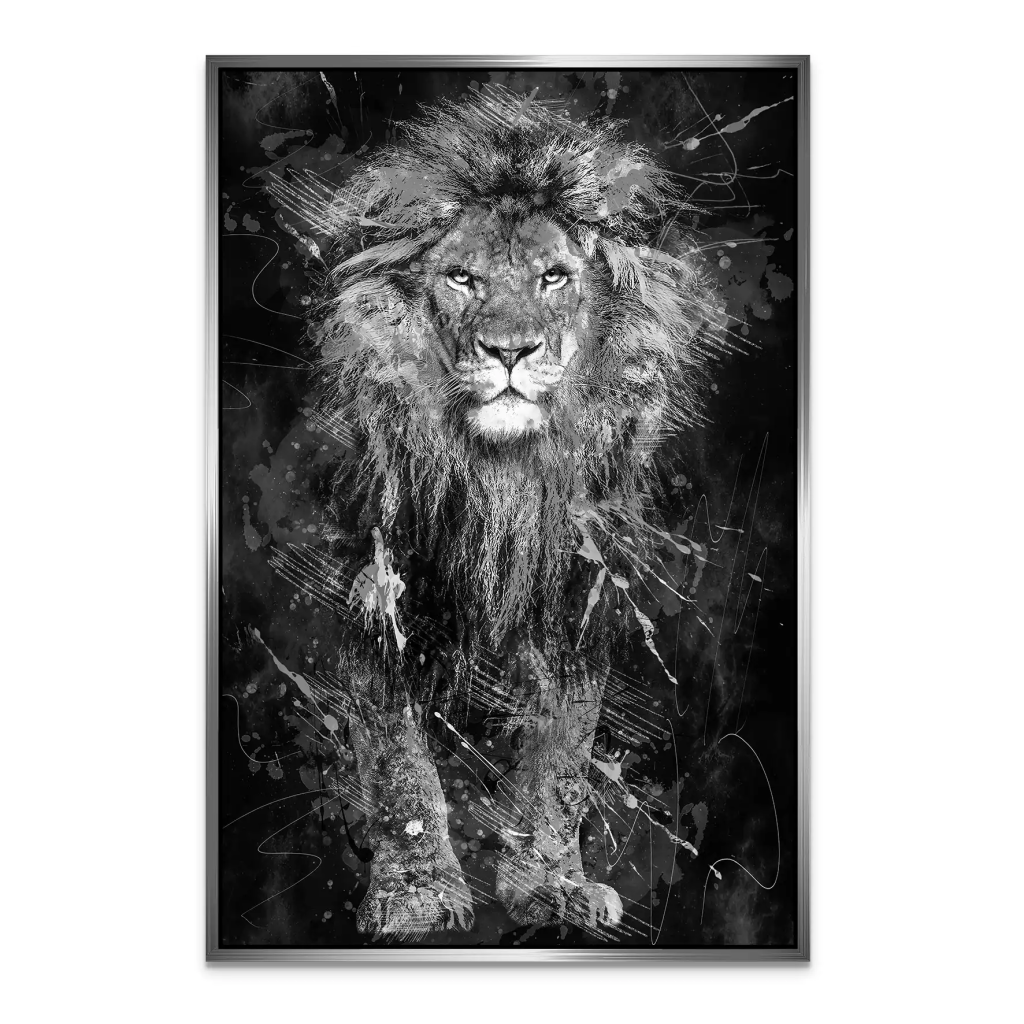 Lion Dark Splash AluDibond Bild INGALERIE