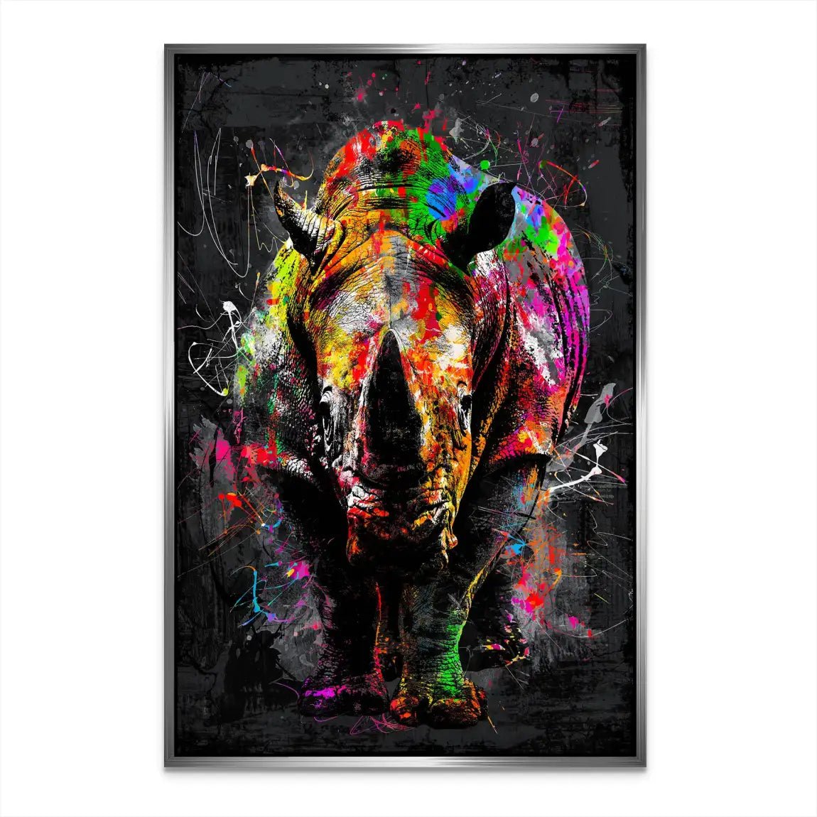 Nashorn Abstrakt Bunt AluDibond Bild INGALERIE
