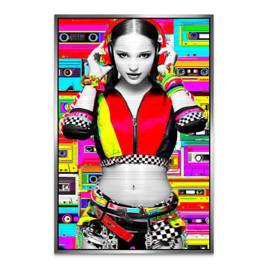 Retro DJ Girl Alu Dibond Bild