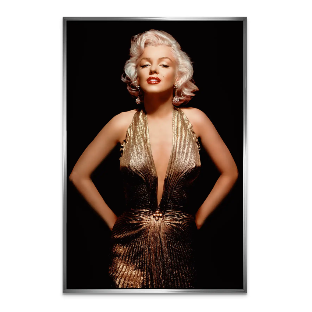 Marilyn Gold Dress AluDibond Bild INGALERIE