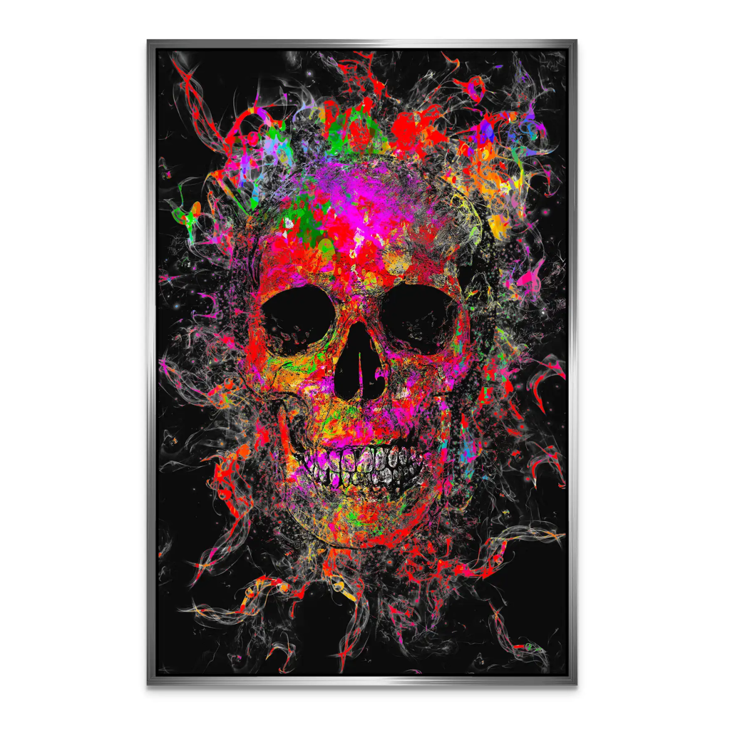 Totenkopf Abstrakt Color AluDibond Bild INGALERIE