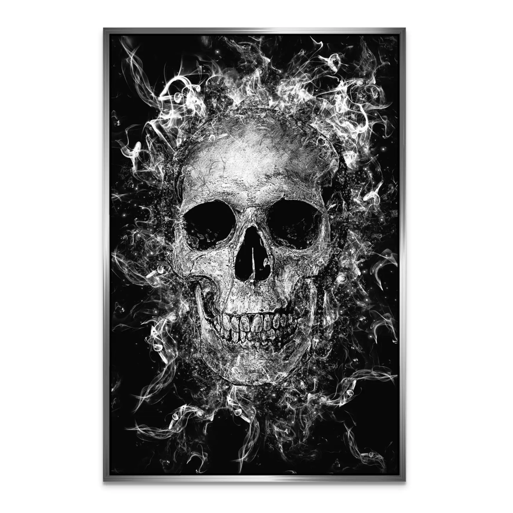 Totenkopf Abstrakt Black AluDibond Bild INGALERIE