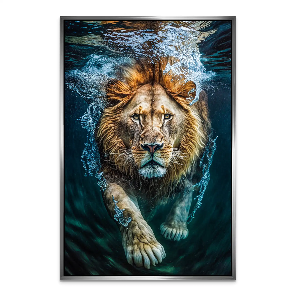 Diving Lion AluDibond Bild INGALERIE