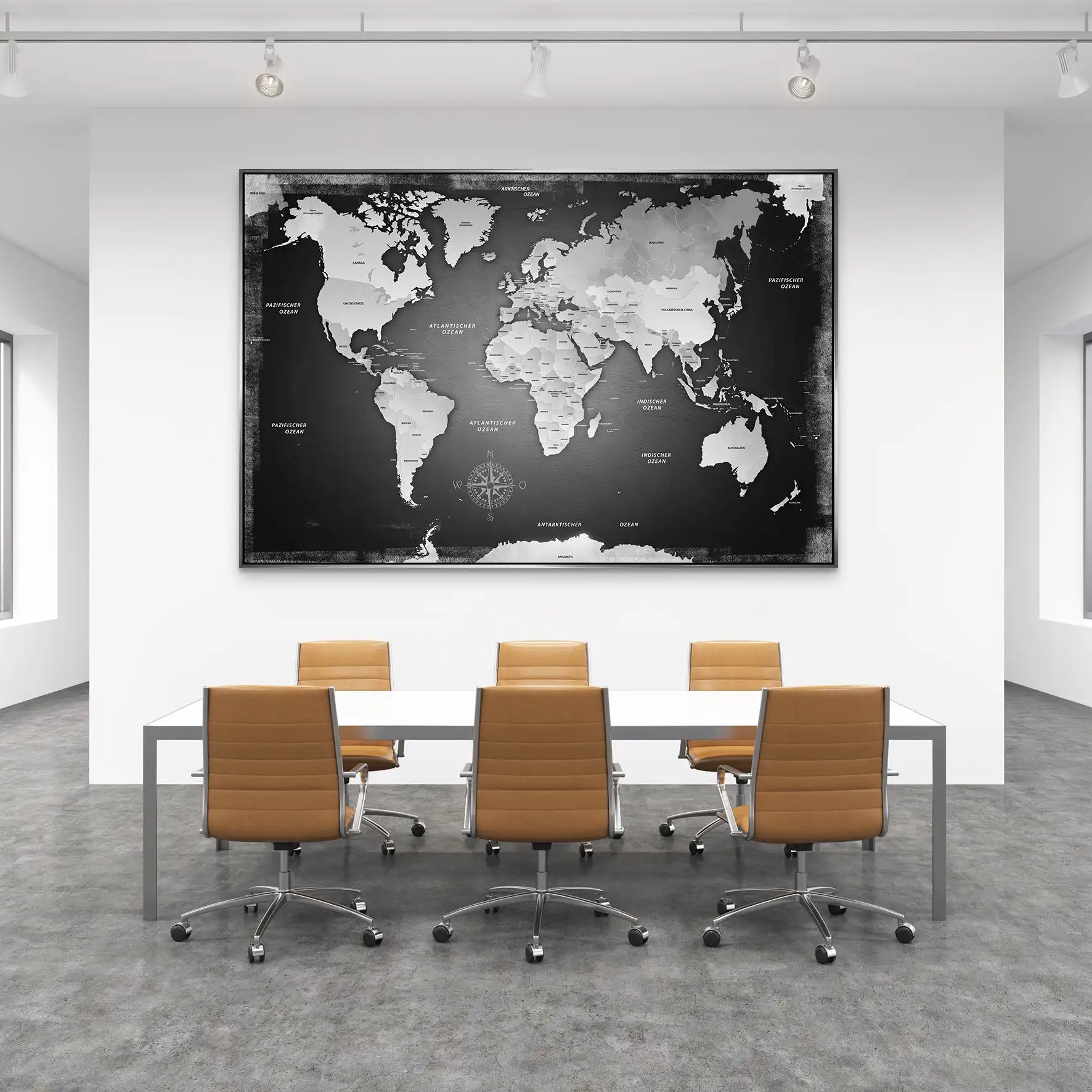 Weltkarte Black Style AluDibond Bild INGALERIE