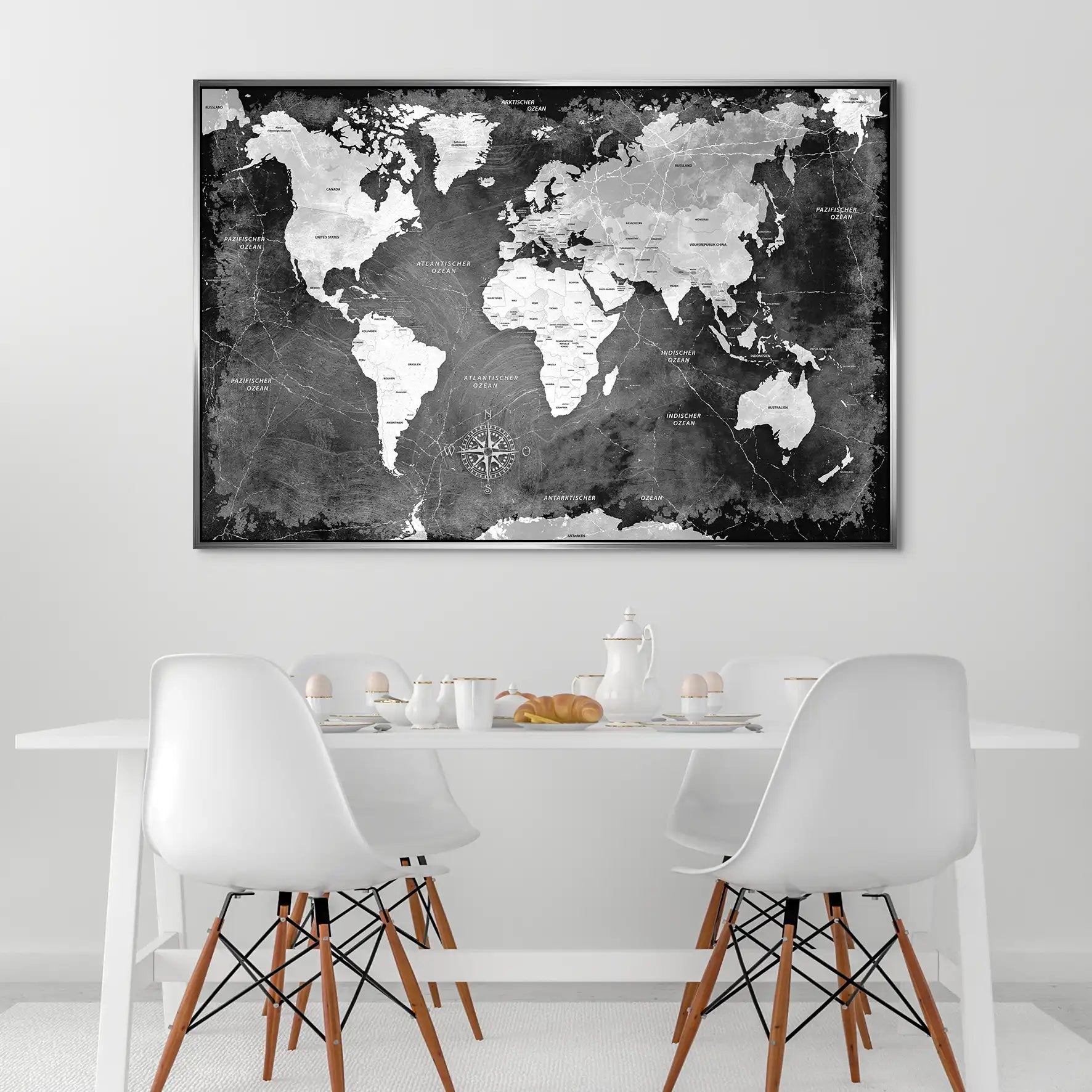 Weltkarte Black Stone AluDibond Bild INGALERIE