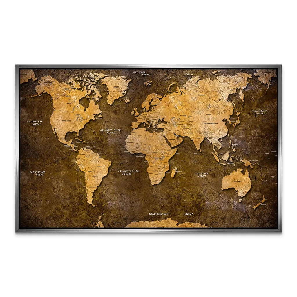 Weltkarte Yellow Stone AluDibond Bild INGALERIE