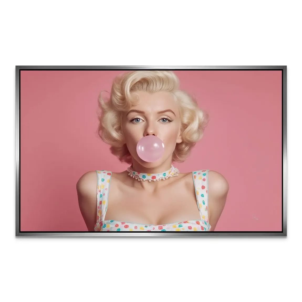 Marilyn Monroe Pink Bubble AluDibond Bild