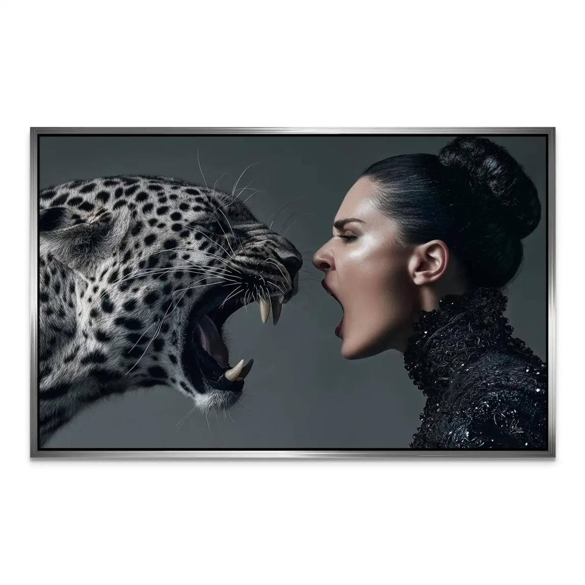 Wild Leopard Woman AluDibond Bild