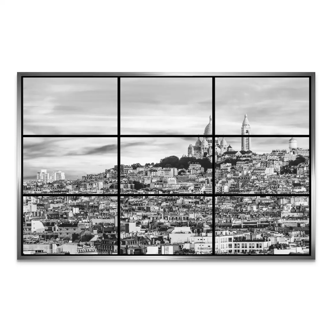 Paris Skyline Black and White AluDibond Bild