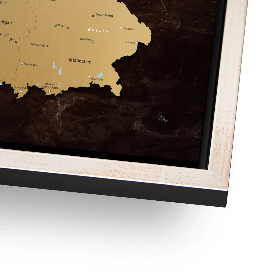 Deutschland Karte Gold Alu Dibond Wandbild