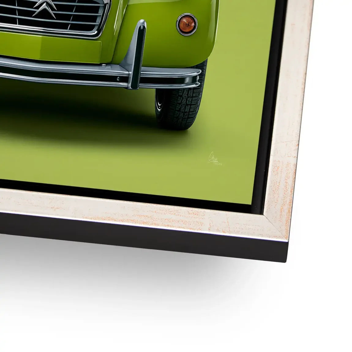 Green Citroen 2CV Alu Dibond Wandbild