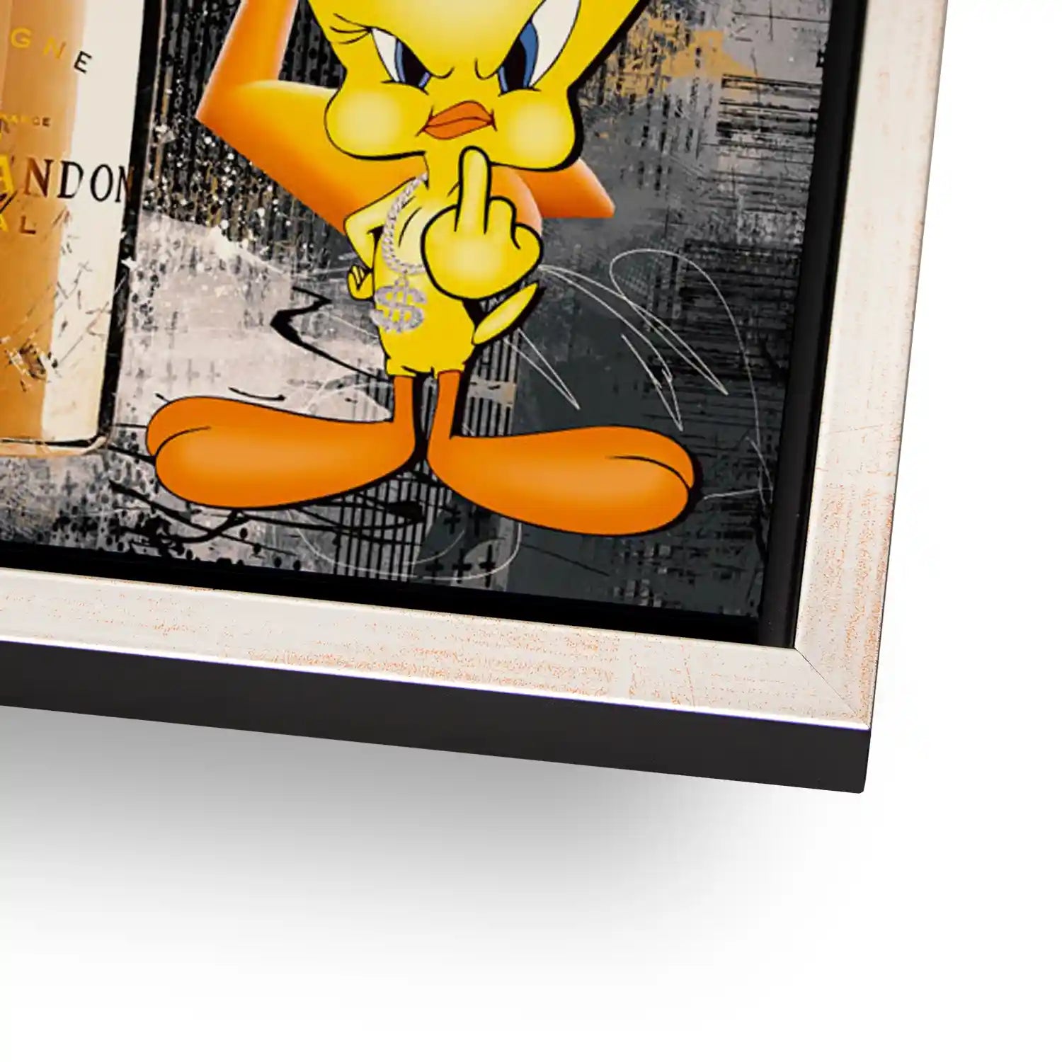 Duffy & Tweety Champagner Pop Art AluDibond Bild INGALERIE