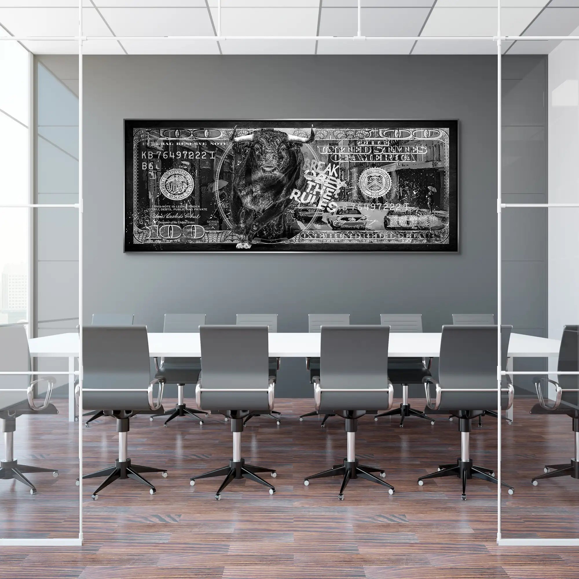 Dollar Stier NY Rules Black AluDibond Bild INGALERIE