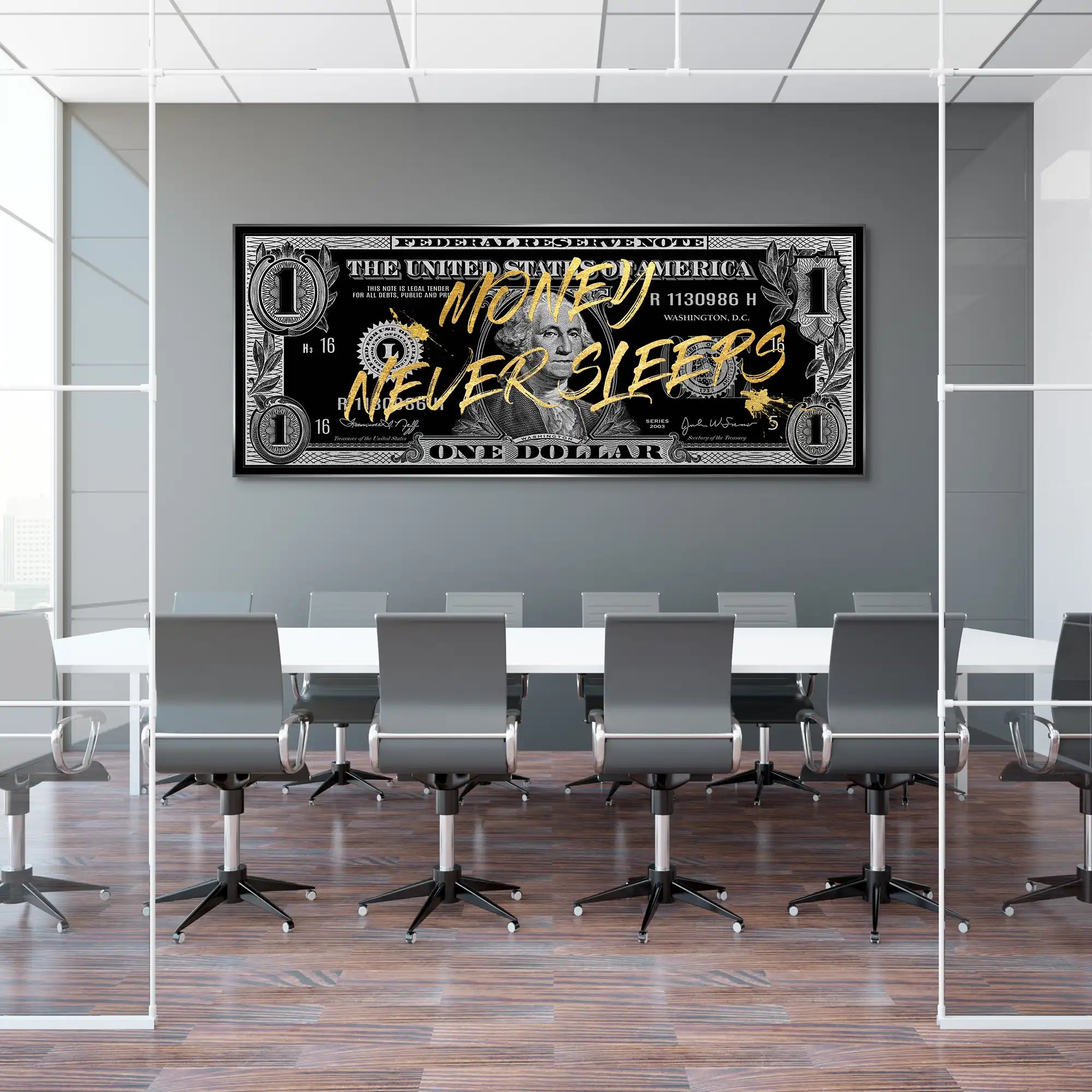 Monney Never Sleeps Dollar Style AluDibond Bild INGALERIE
