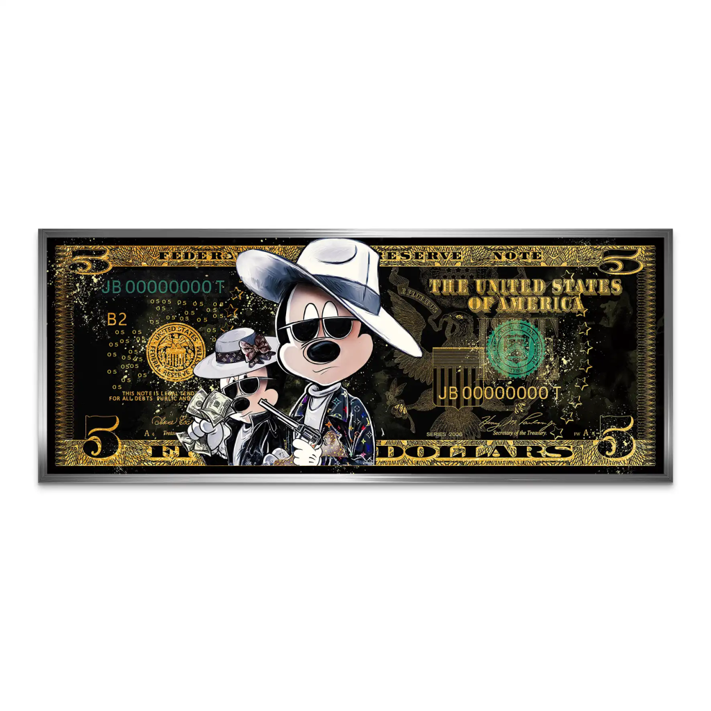 Micky und Minnie Dollar Modern Pop Art AluDibond Bild INGALERIE