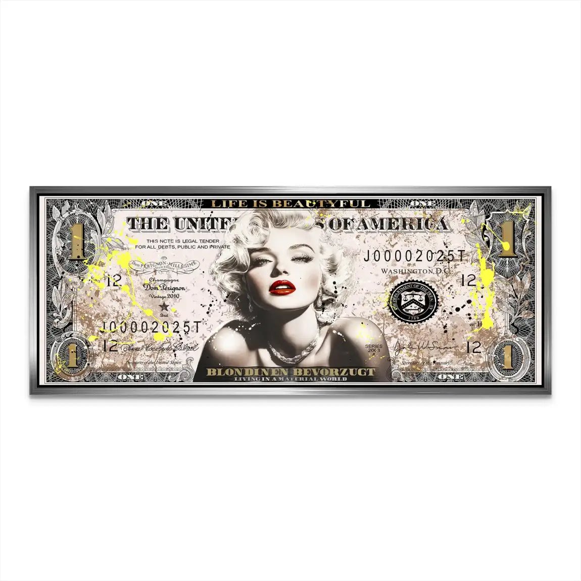 Marilyn Monroe Dollar Alu Dibond Bild INGALERIE