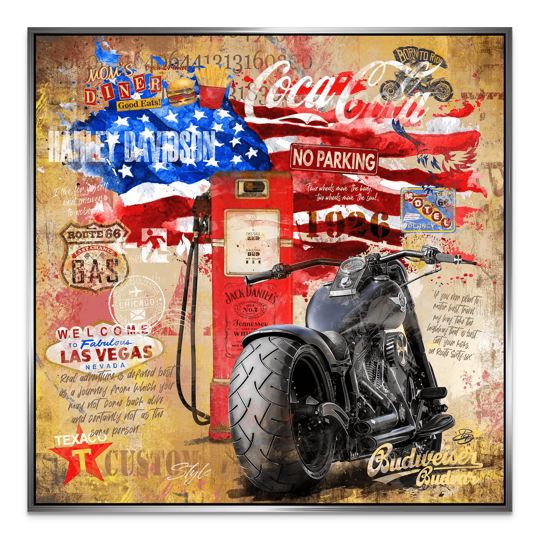 Harley USA Pop Art AluDibond Bild INGALERIE