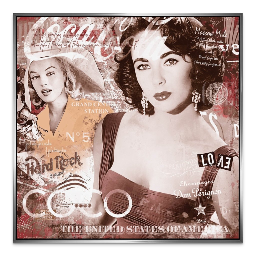 Marilyn & Liz Pop Art Retro Style AluDibond Bild INGALERIE