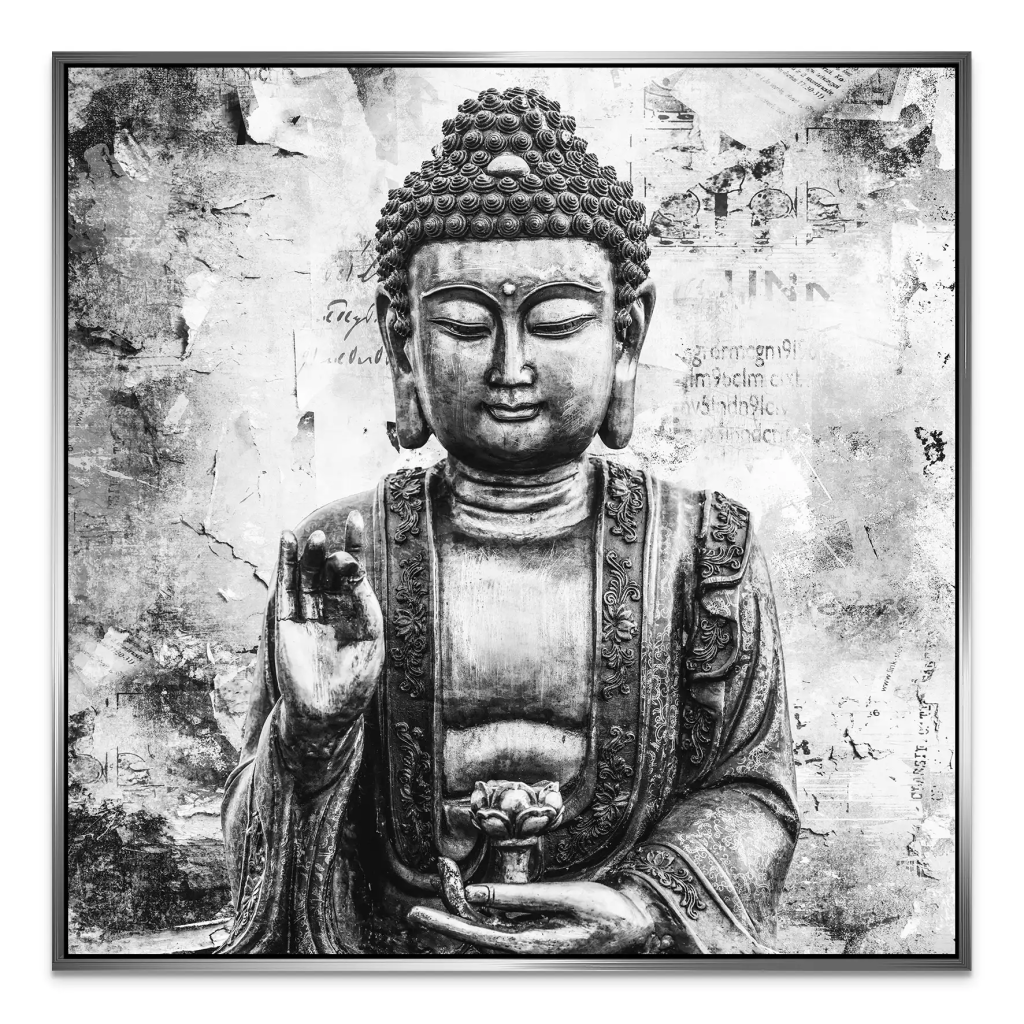 Buddha Abstrakt Black & White AluDibond Bild INGALERIE