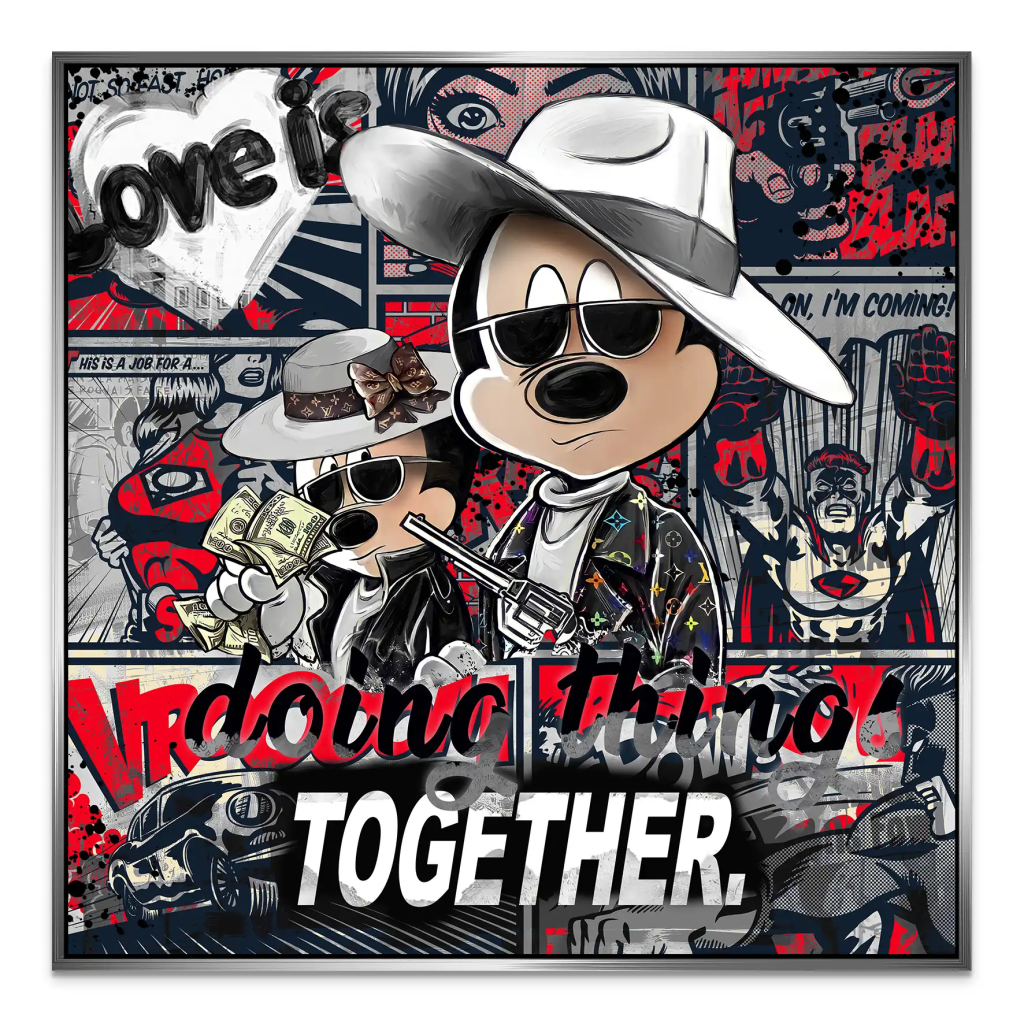 Micky & Minnie Gangster Style AluDibond Bild INGALERIE