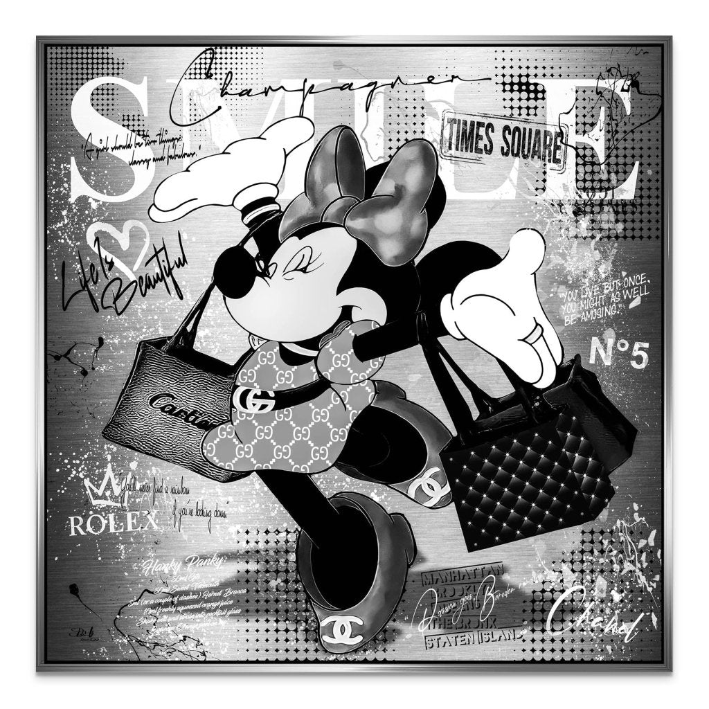 Minnie Smile Black Pop Art AluDibond Bild INGALERIE