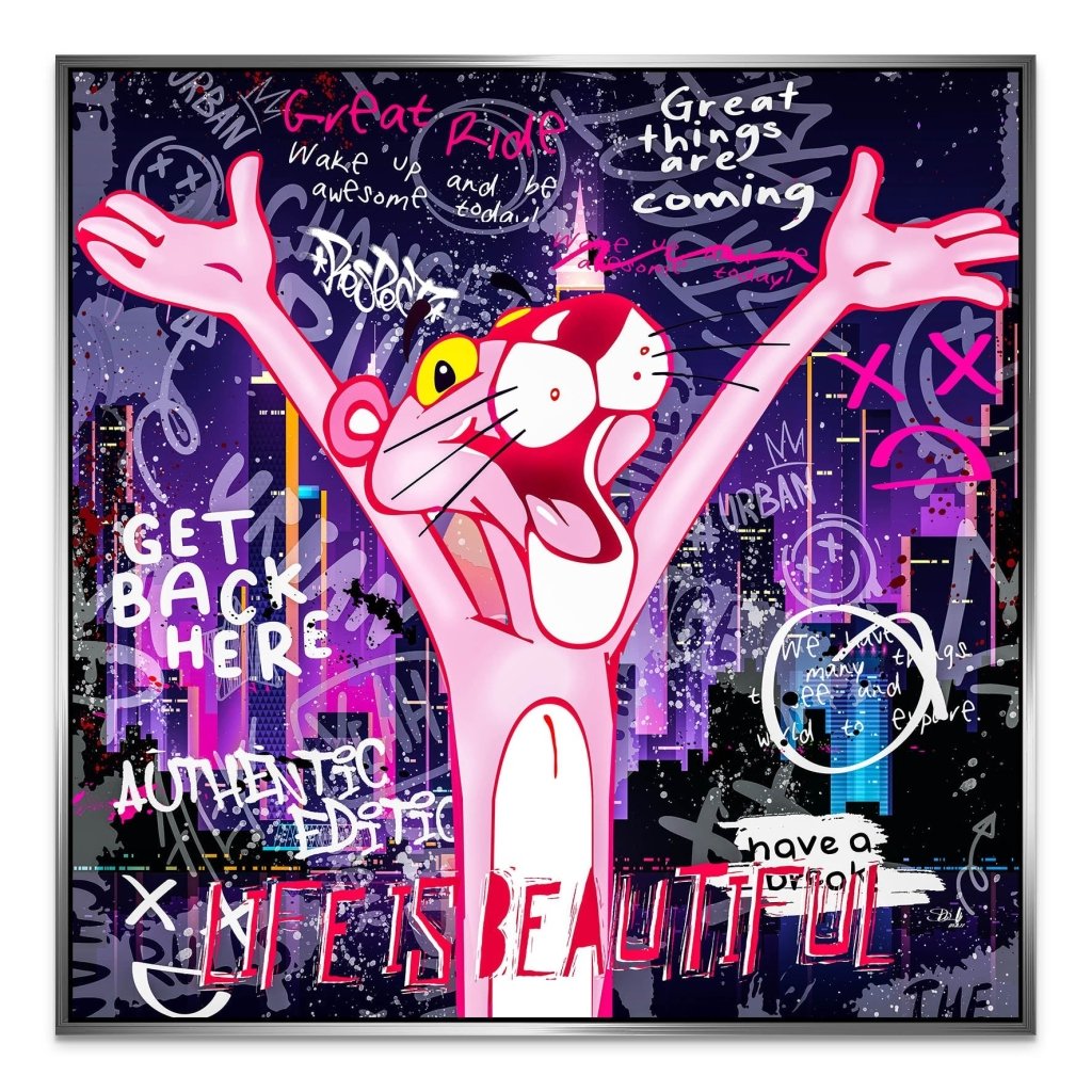 Pink Panther Street Art AluDibond Bild INGALERIE