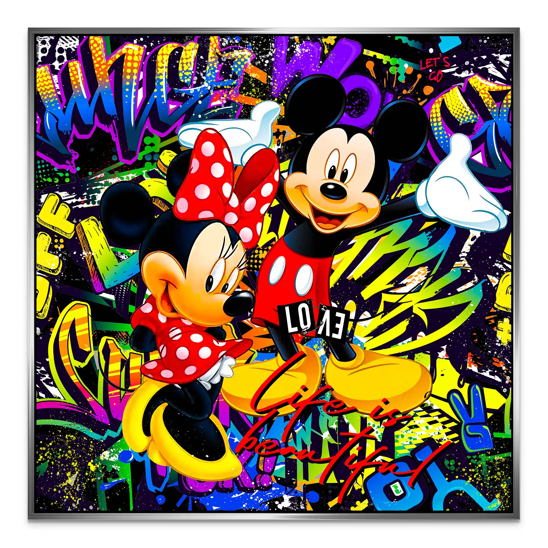 Micky & Minnie Graffiti Nr.2 Alu Dibond Bild INGALERIE