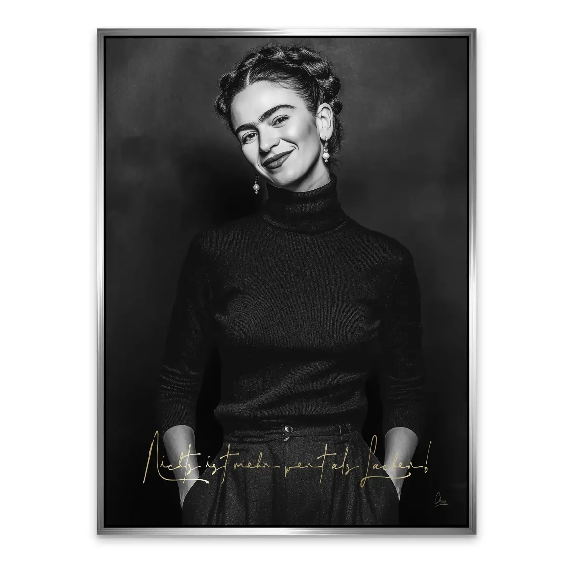 Frida Kahlo stilles Lächeln Alu Dibond Bild