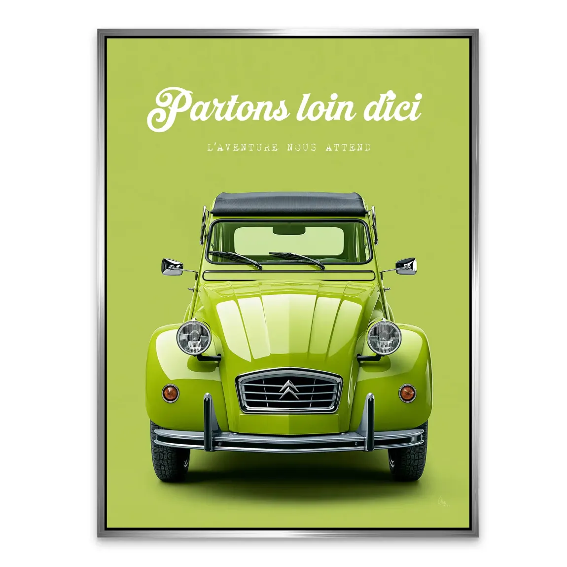 Green Citroen 2CV Alu Dibond Wandbild