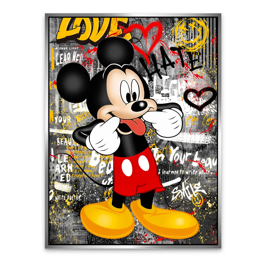 Micky Love and Hate Pop Art AluDibond Bild INGALERIE