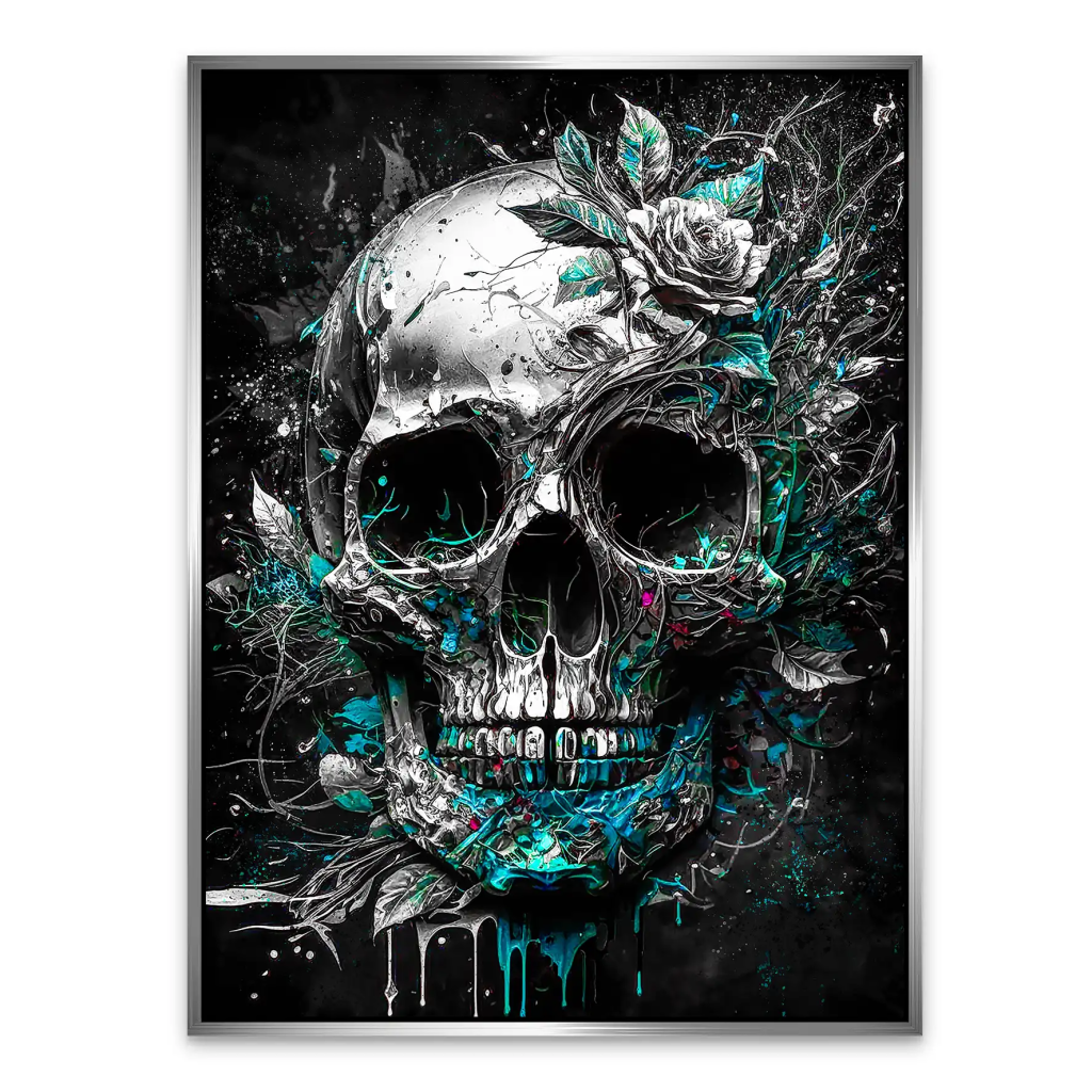 Totenkopf Silver Style AluDibond Bild INGALERIE