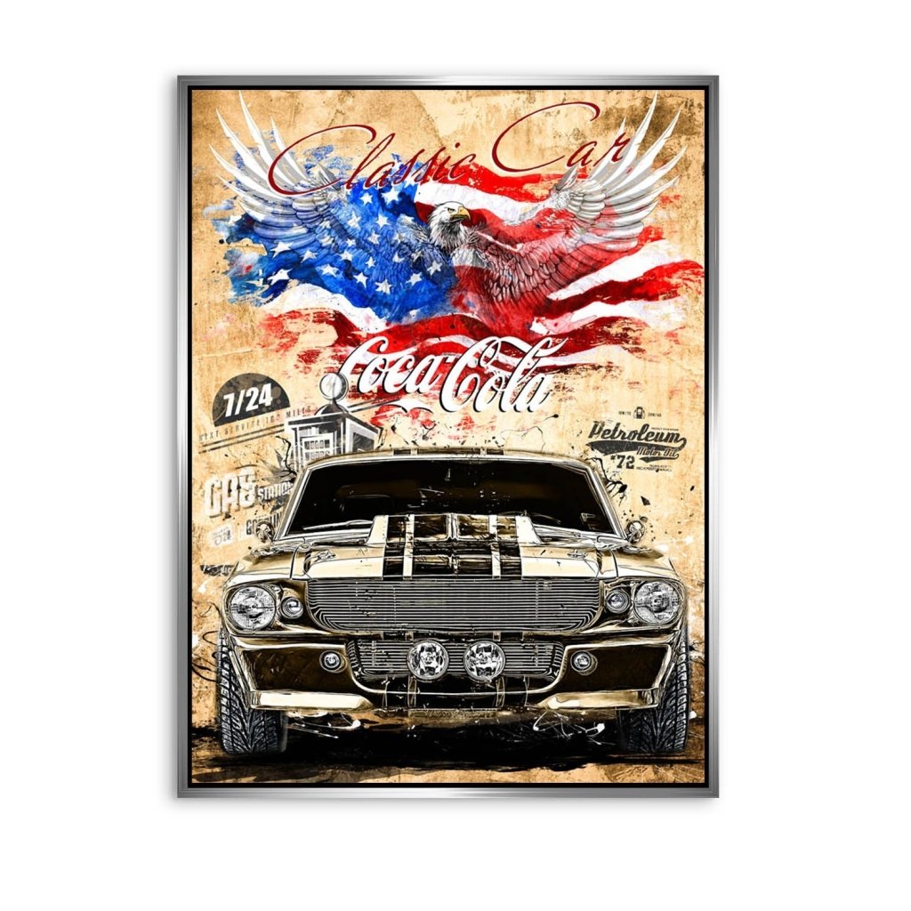 Ford Mustang Pop Art Retro Style AluDibond Bild INGALERIE