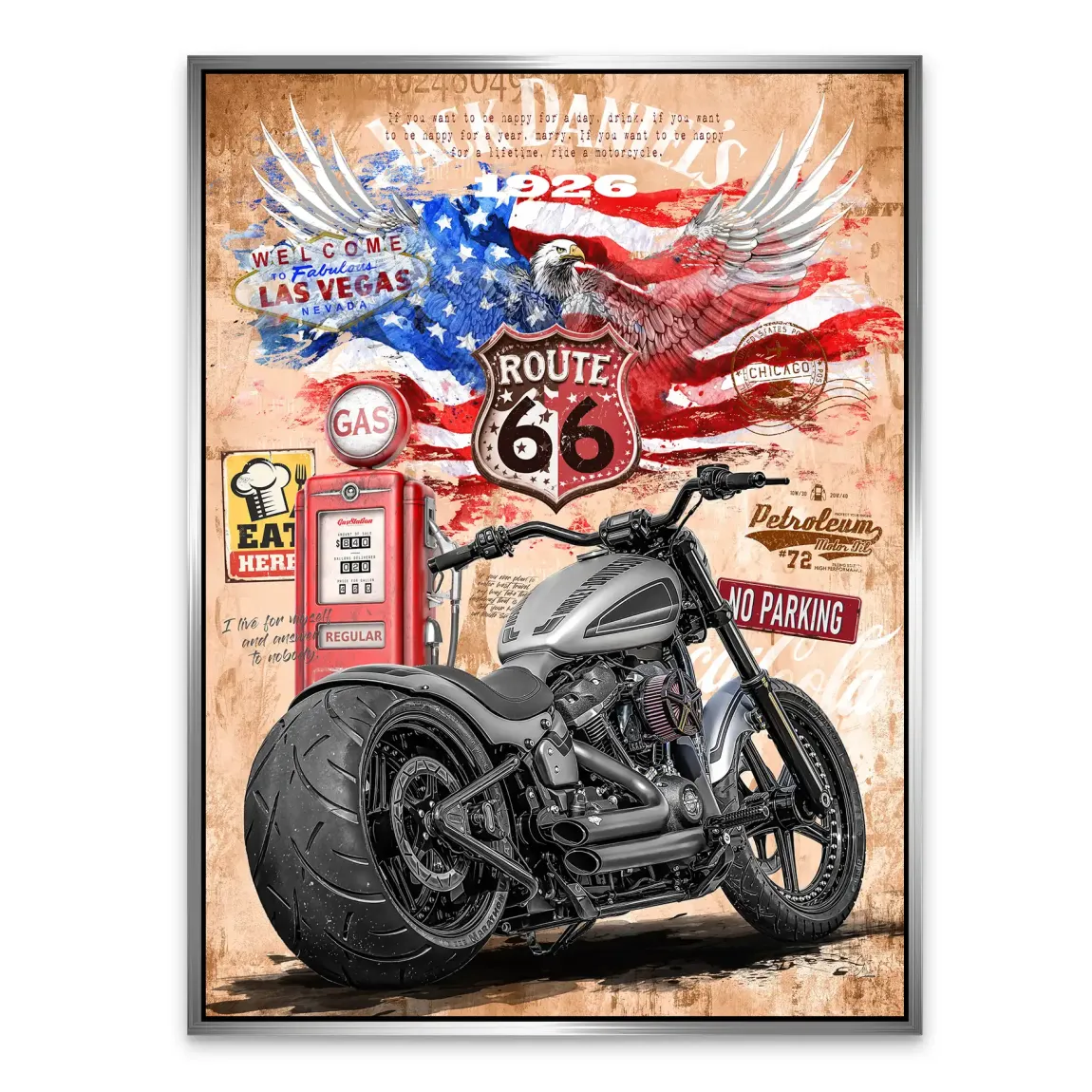 Harley Route 66 Alu Dibond Bild