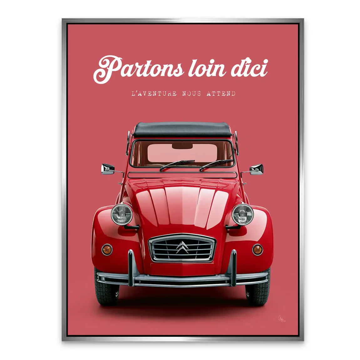 Citroen 2CV Rouge Alu Dibond Wandbild