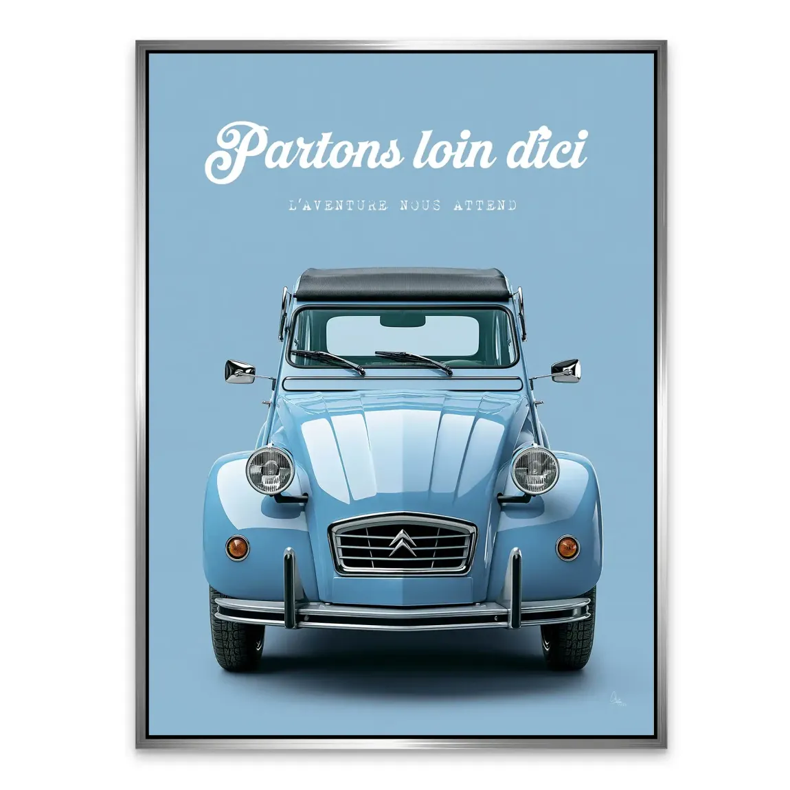 Citroen 2CV Bleu Alu Dibond Wandbild
