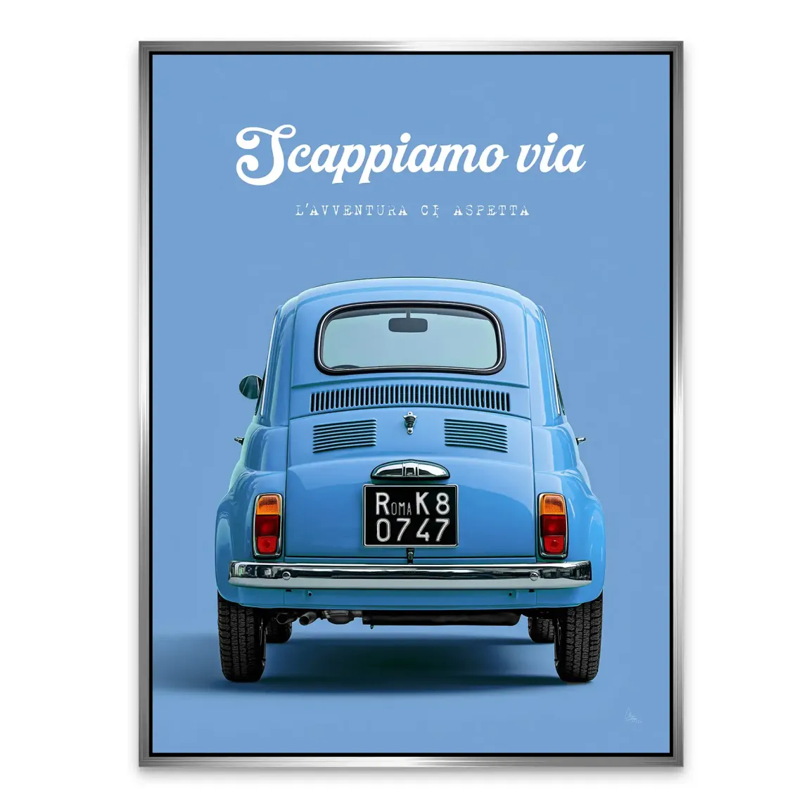 Fiat 500 Azzurro Alu Dibond Wandbild