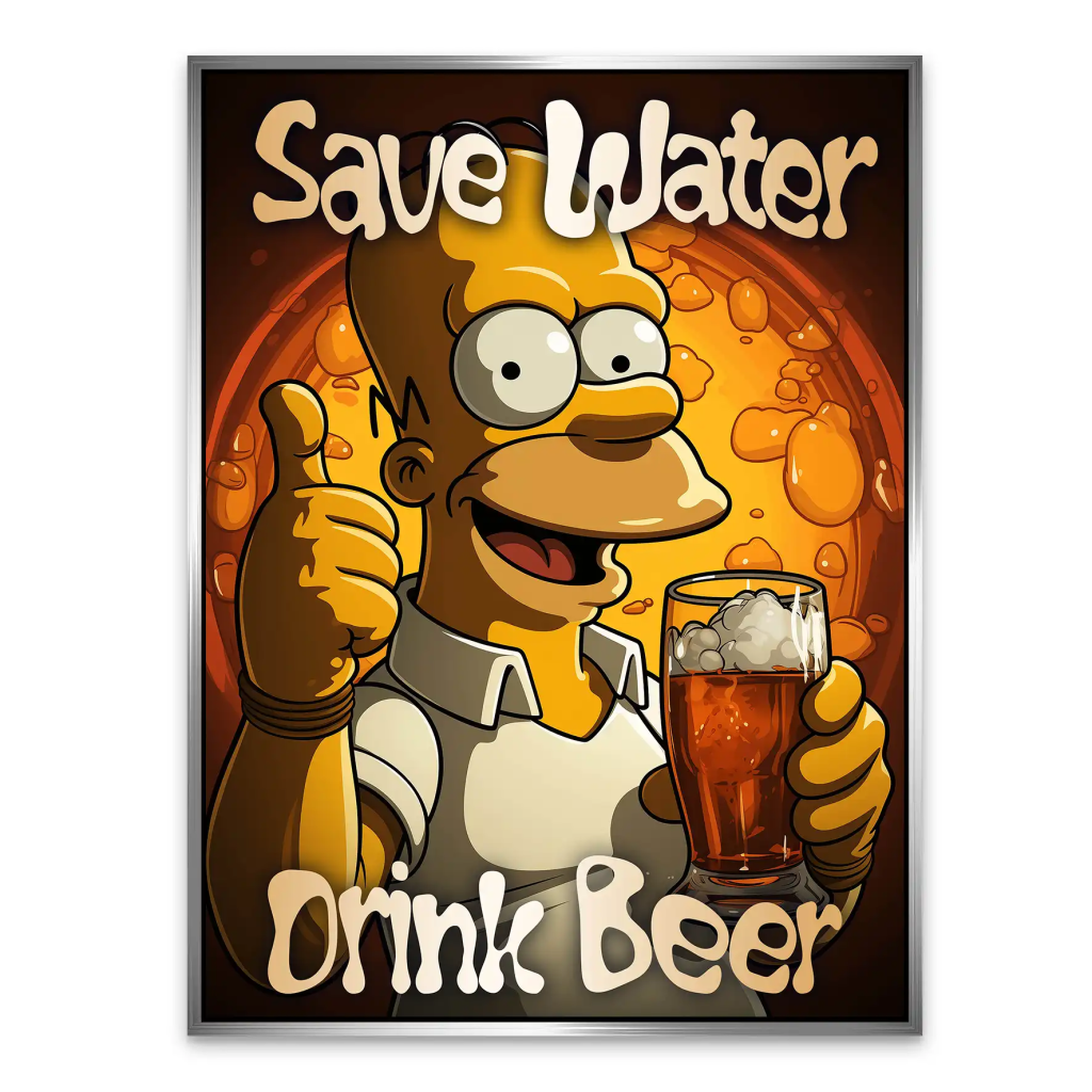 Homer Drink Beer AluDibond Bild INGALERIE