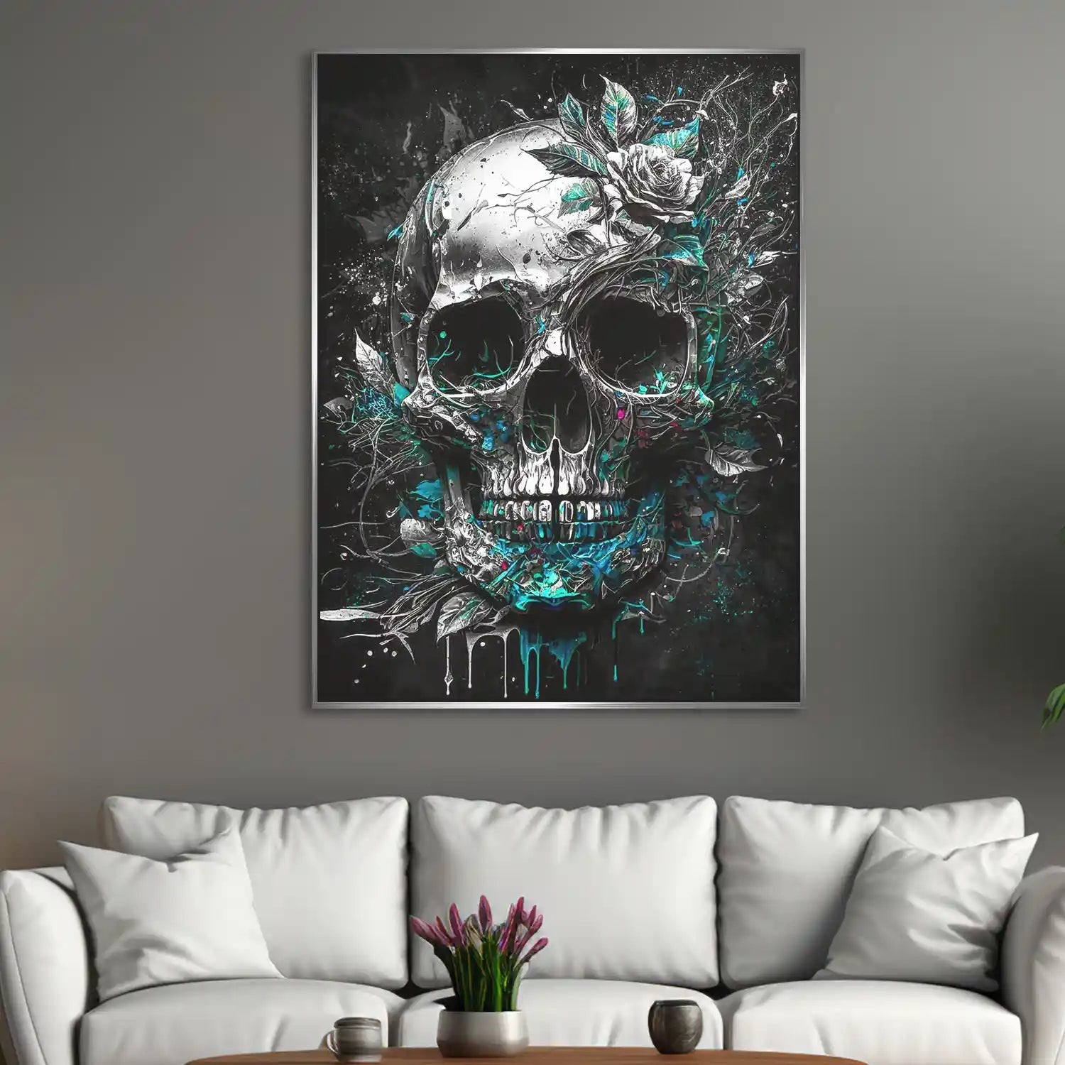 Totenkopf Silver Style AluDibond Bild INGALERIE