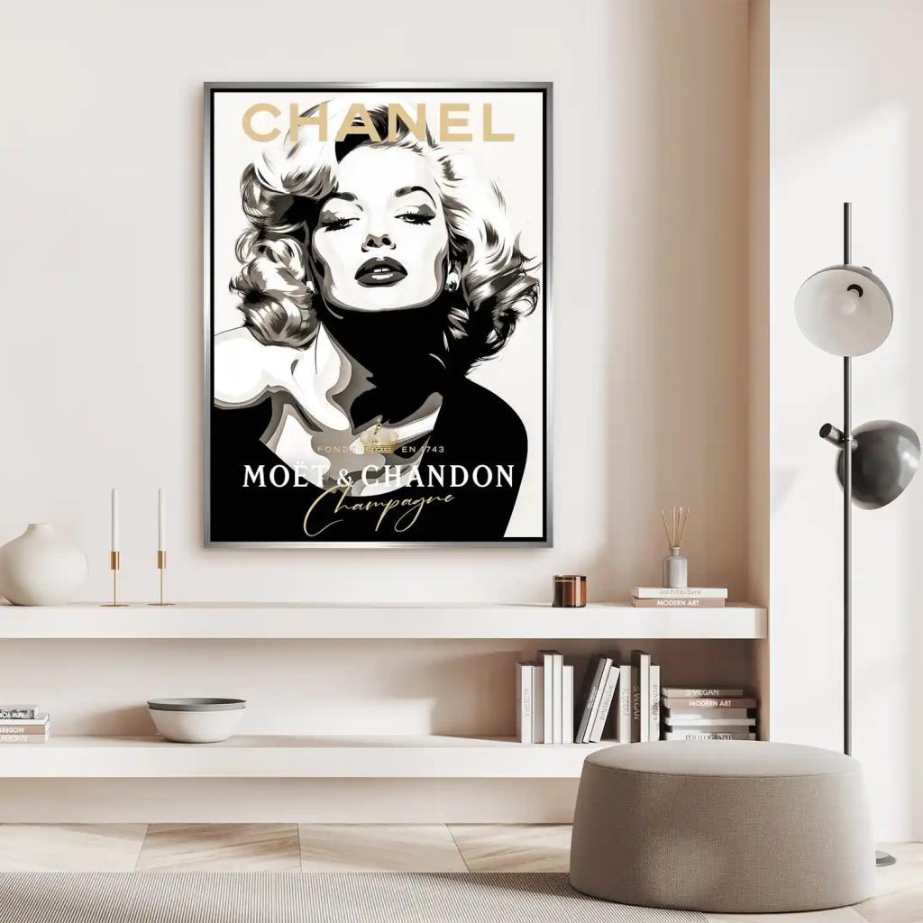 Marilyn Monroe Champagner Pop Art AluDibond Bild INGALERIE