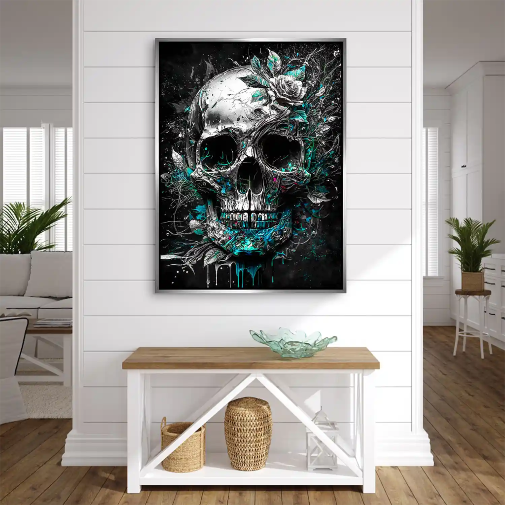 Totenkopf Silver Style AluDibond Bild INGALERIE