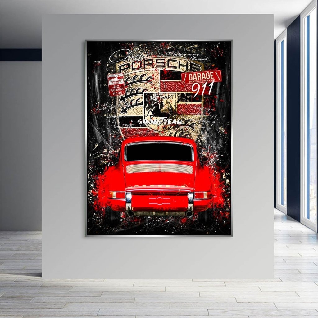 Porsche 911 Pop Art Style AluDibond Bild INGALERIE