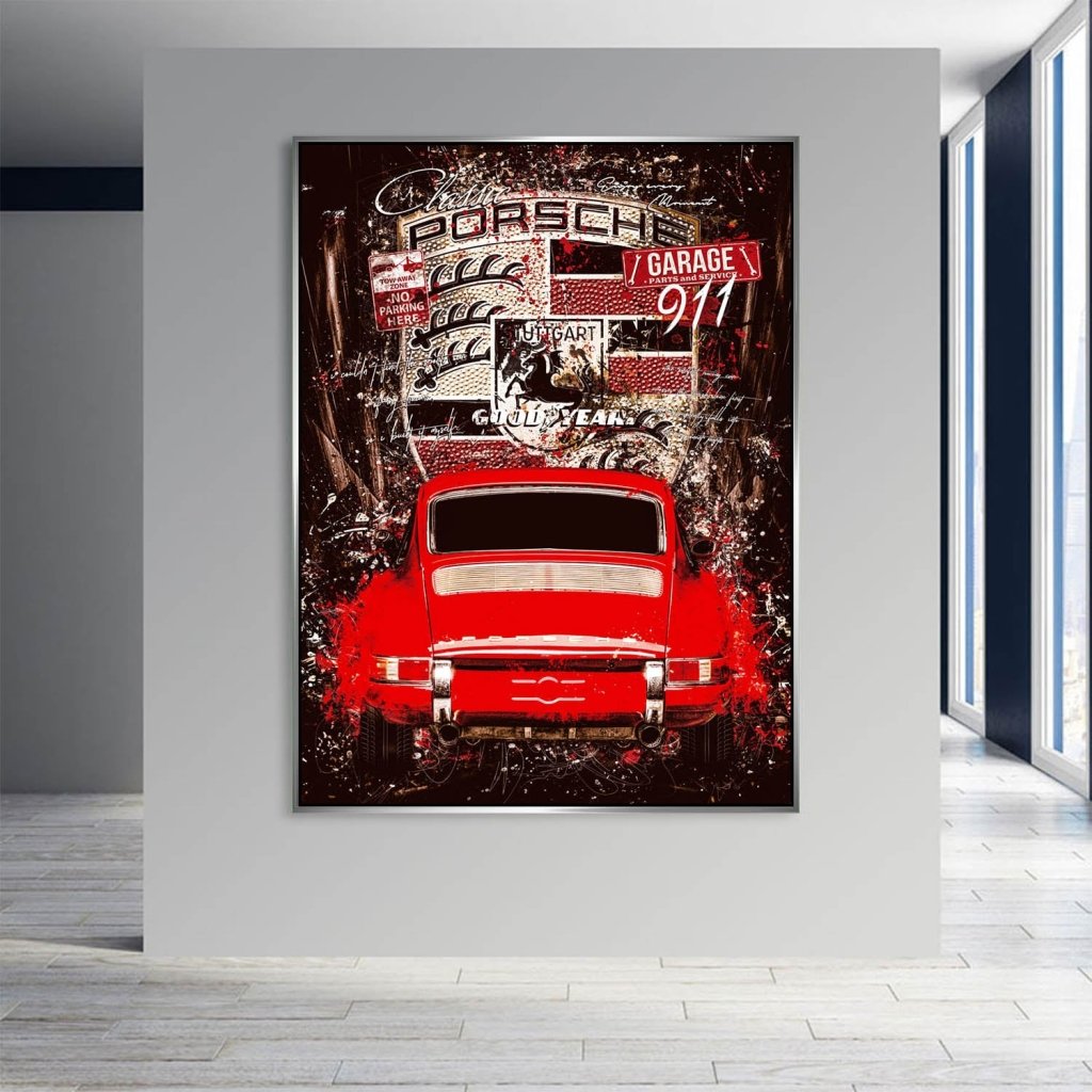 Porsche 911 Retro Style AluDibond Bild INGALERIE