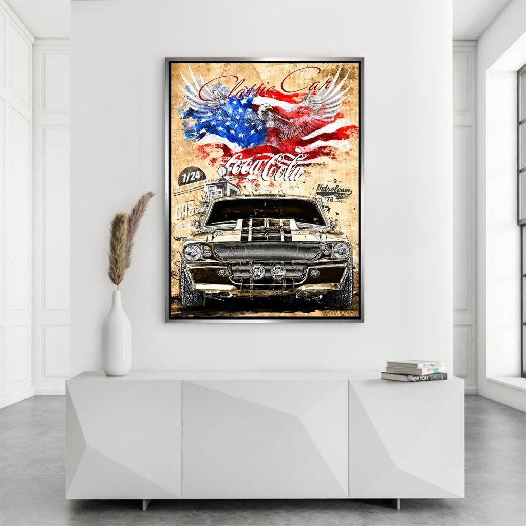 Ford Mustang Pop Art Retro Style AluDibond Bild INGALERIE