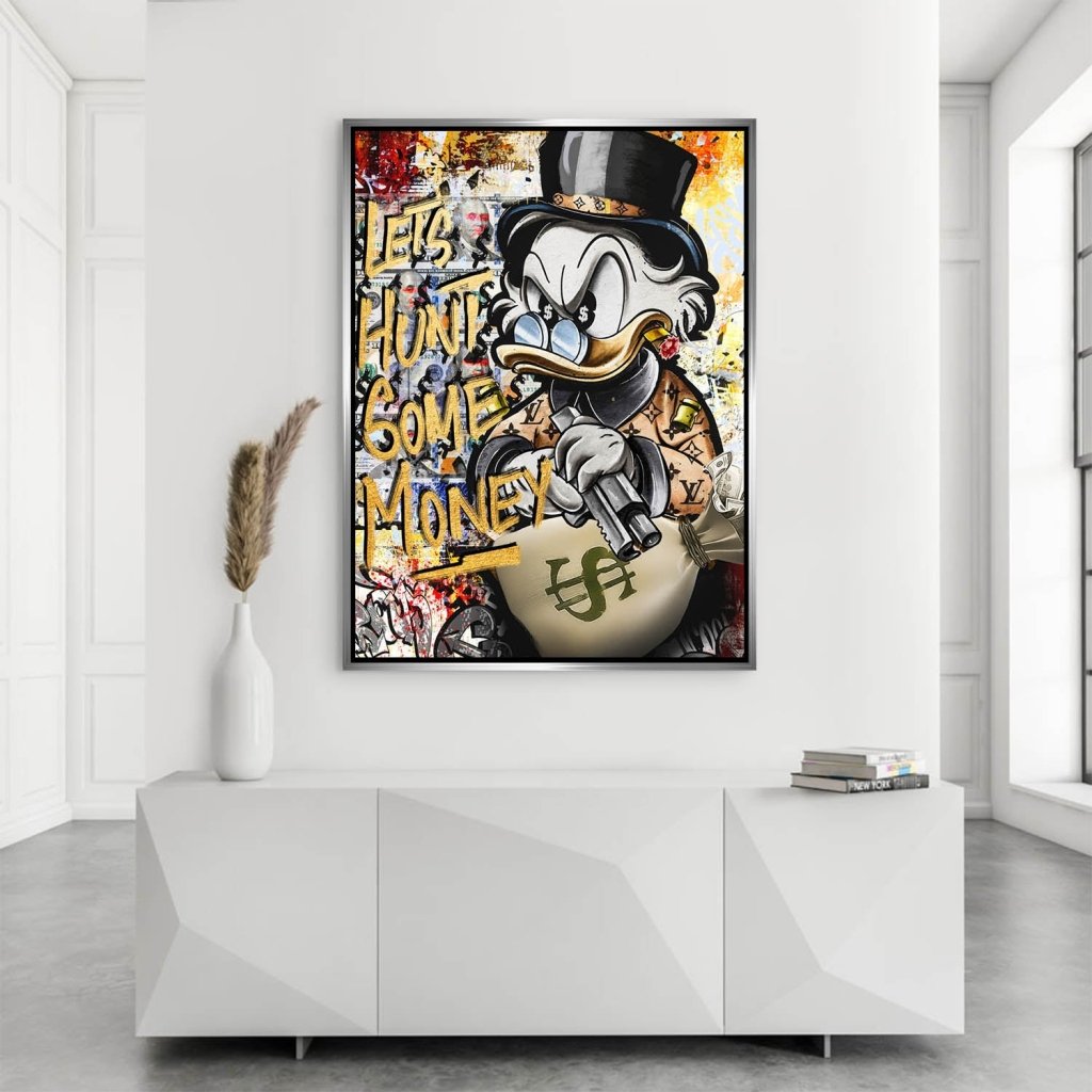 Dagobert Duck Let's Hunt Pop Art AluDibond Bild INGALERIE