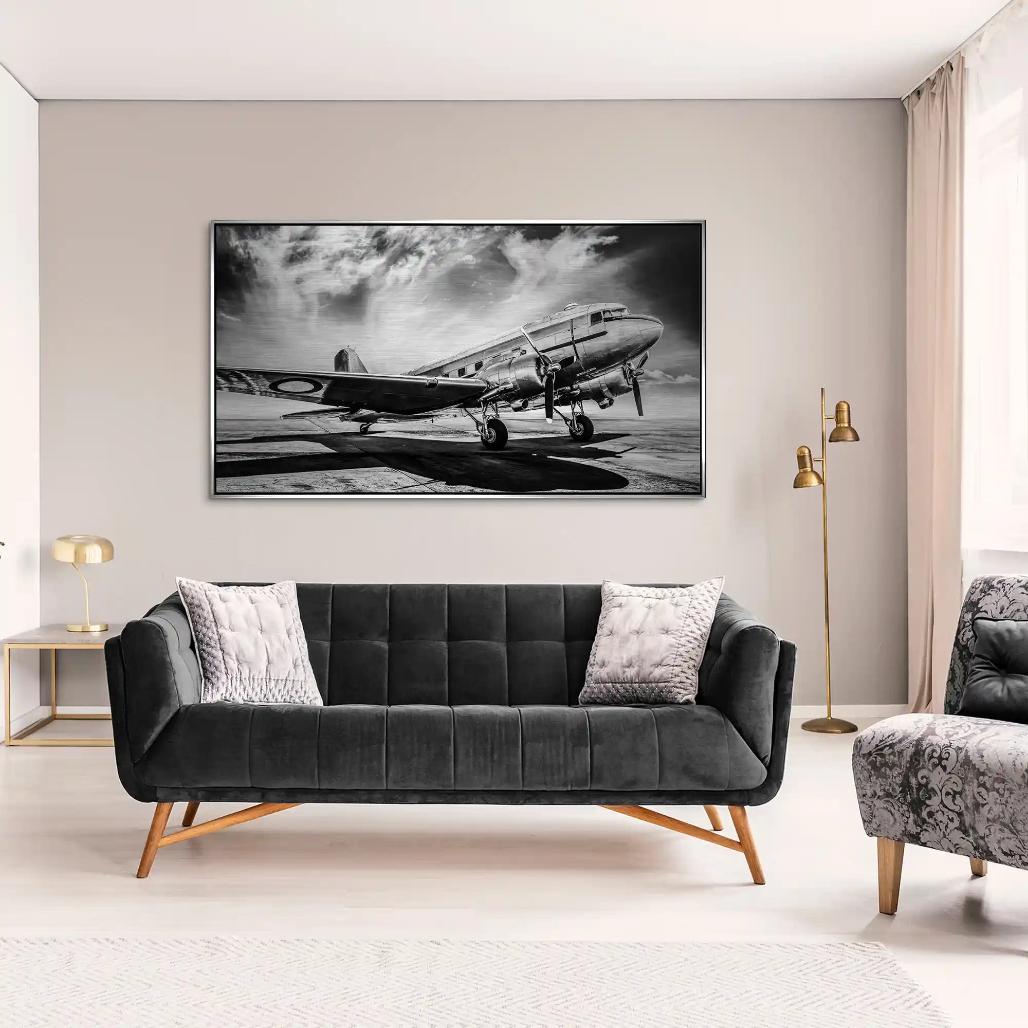 DC3 Vintage Flugzeug Alu Gebürstet INGALERIE
