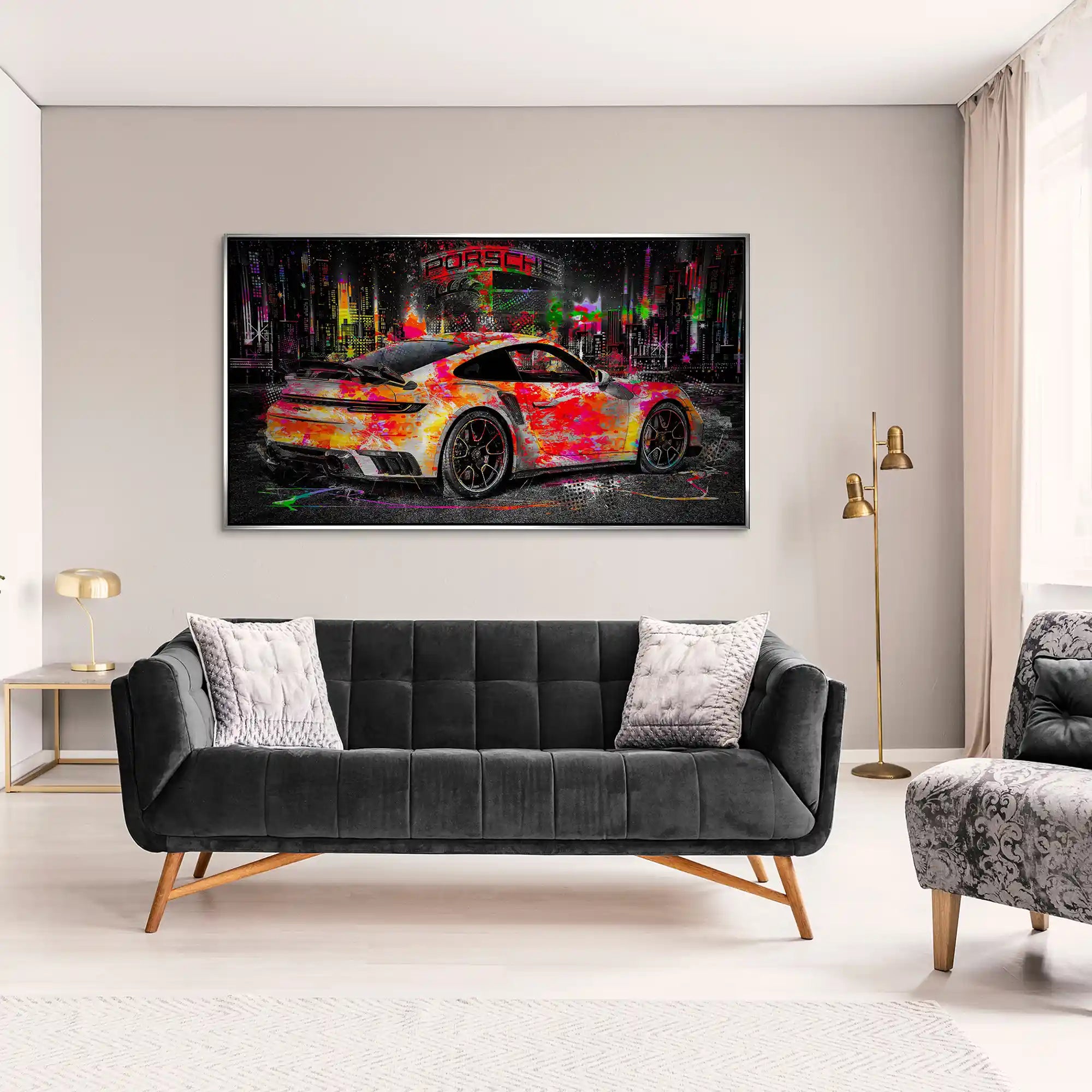 Porsche 911 Turbo Pop Art Style Alu Gebürstet INGALERIE