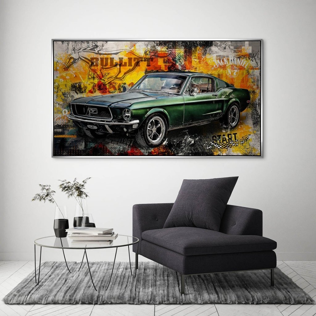 Ford Mustang Bullitt Pop Art Alu Gebürstet INGALERIE