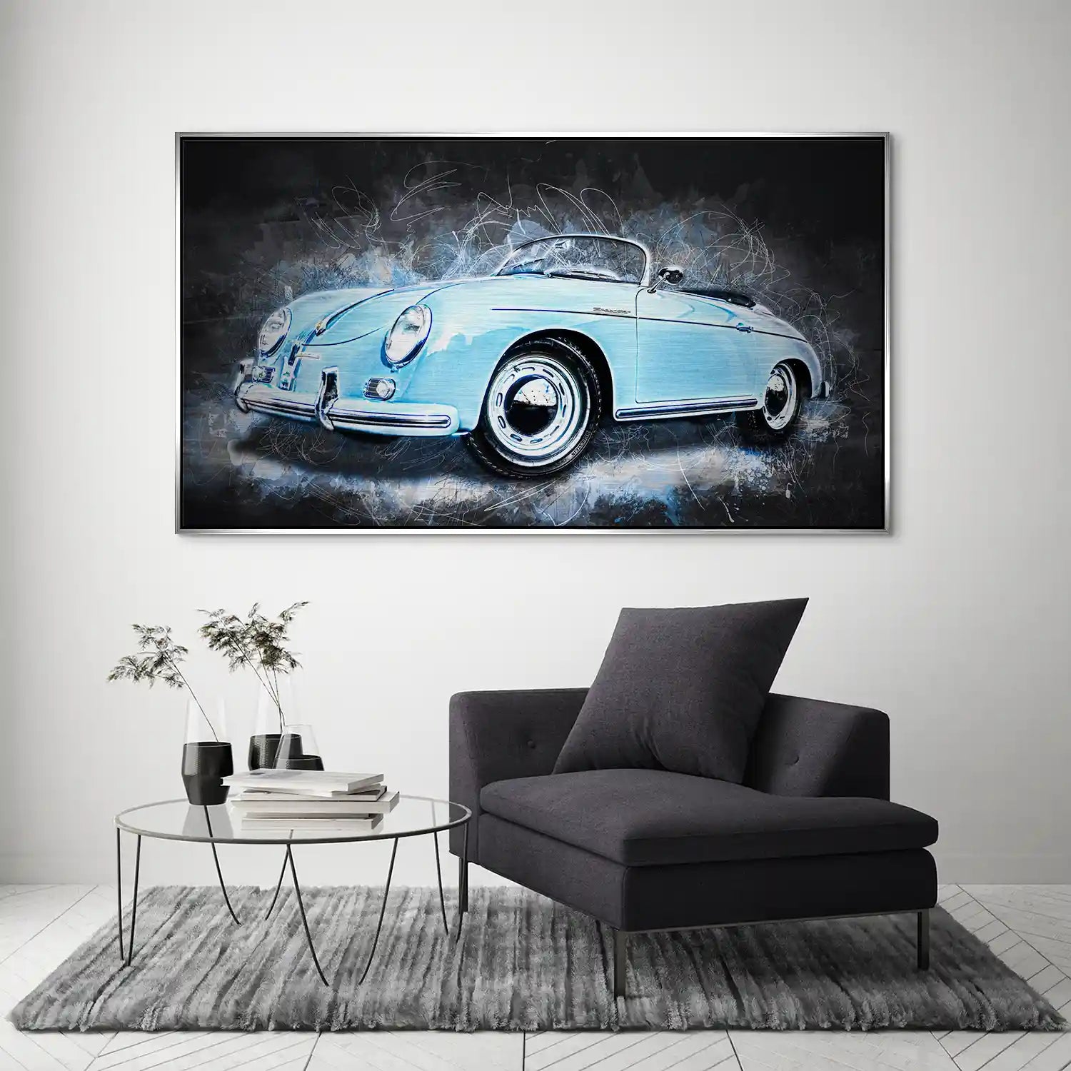 Blue Porsche Speedster Abstrakt Style Alu Gebürstet INGALERIE