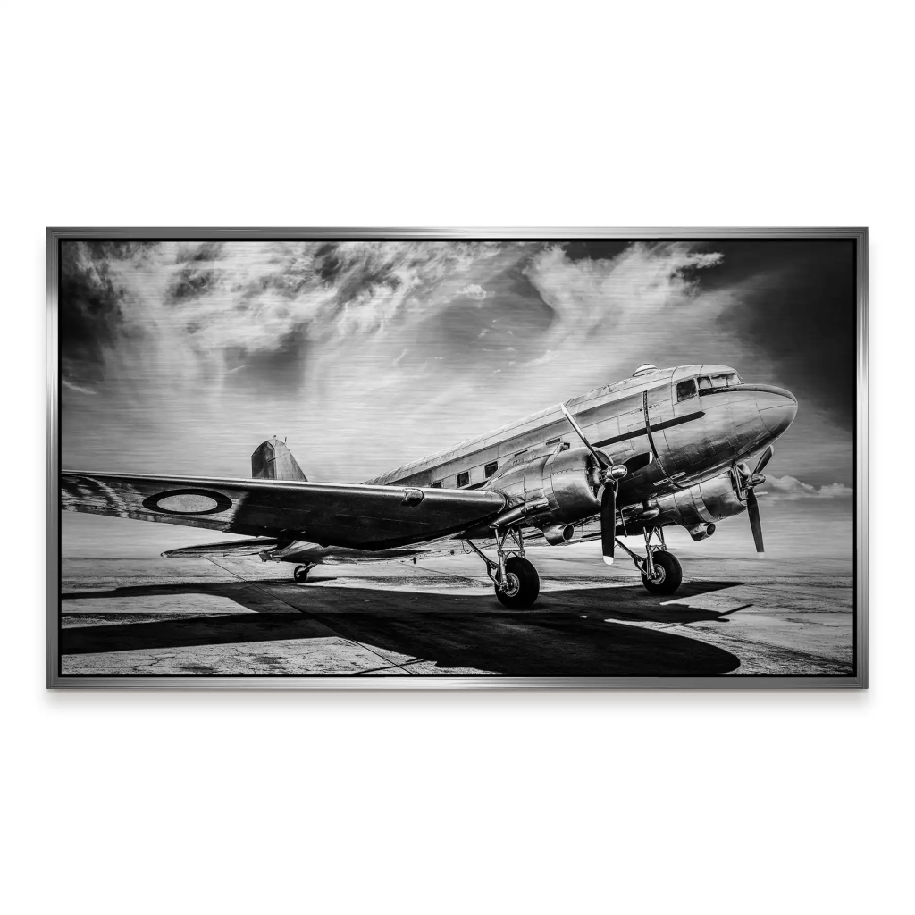 DC3 Vintage Flugzeug Alu Gebürstet INGALERIE