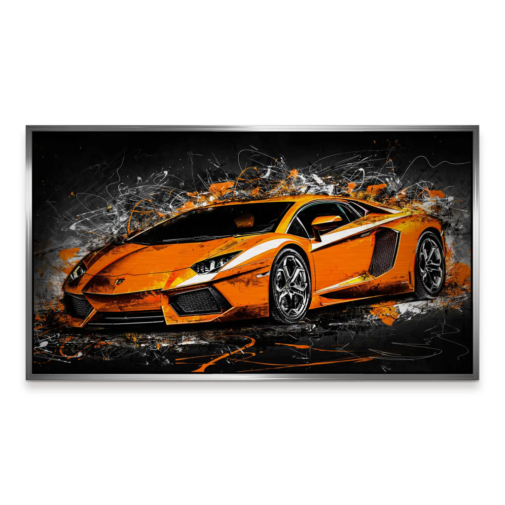 Lambo Aventador Abstrakt Orange Alu Gebürstet INGALERIE